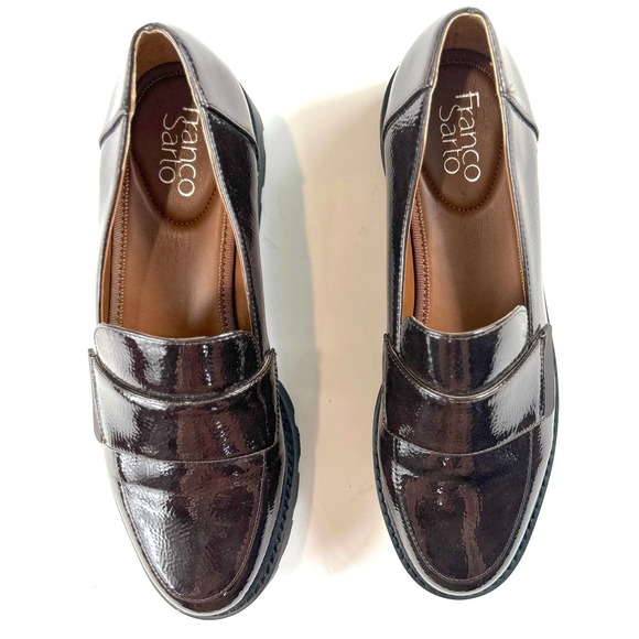 Franco Sarto Shoes - Franco Sarto Faux Brown Patent "Brindy" Platform Loafer Size 8.5